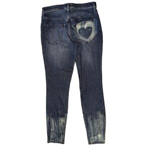 Mossimo Jegging Edgy Rebel Raw Skinny High Rise Mid Wash Blue W6/28S Bleach Rip